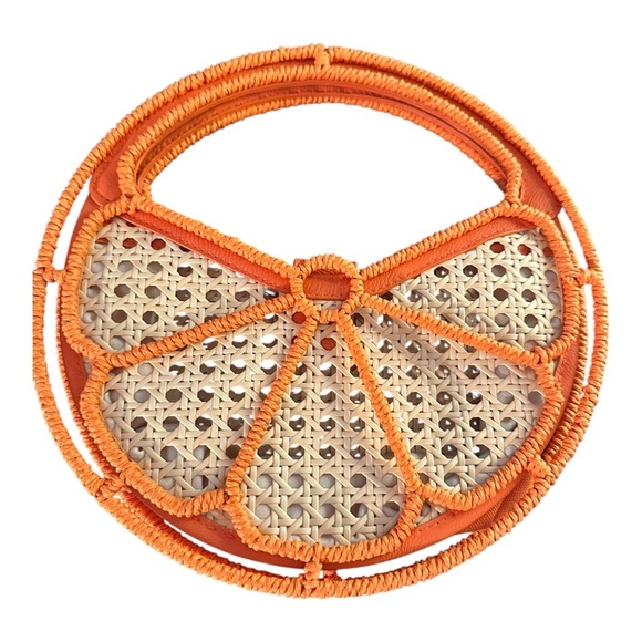 ✨ Straw Caning Orange Fruit Tote Bag Clutch New Without Tags - Picture 2 of 9